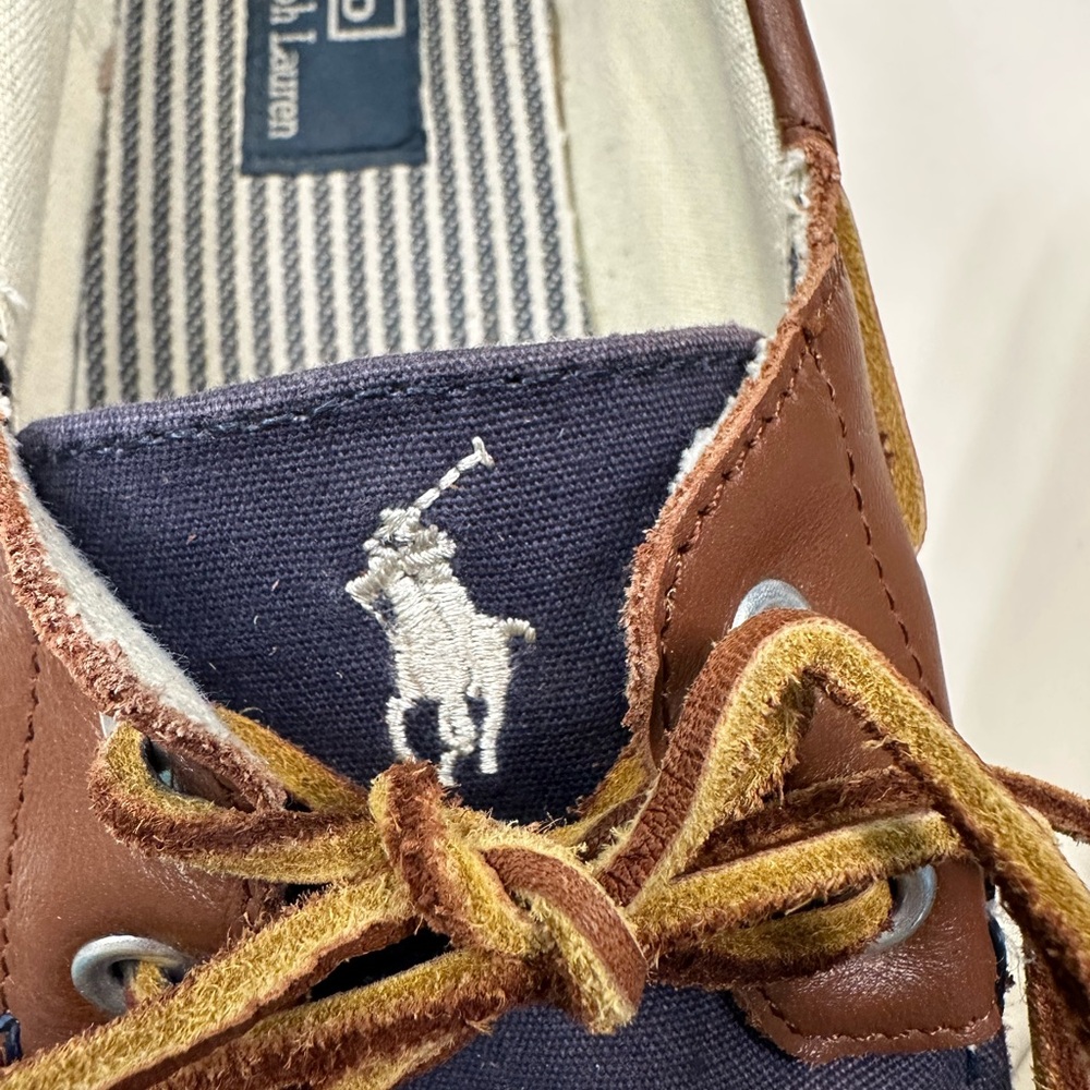 RALPH LAUREN POLO RYLANDER BOAT SHOES, NAVY BLUE, RUBBER SOLE, MEN'S US 11D - Picture 6 of 6